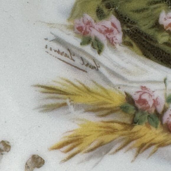 Vtg Unmarked Green Transferware Porcelain Heavenly Choir Decorative Plate Bowl - Picture 12 of 12